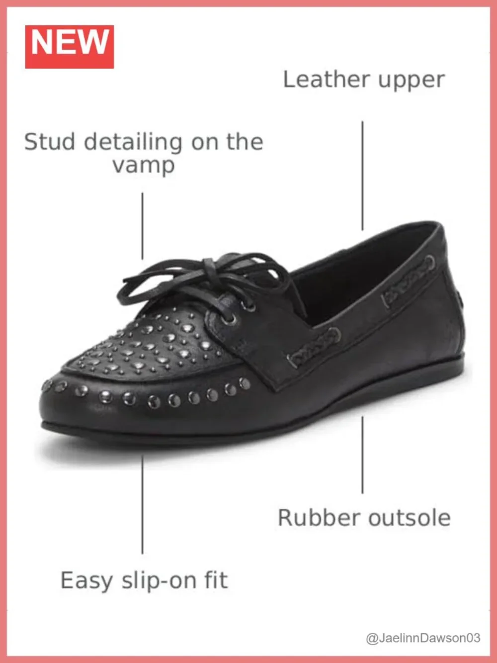 Studded Leather Slip-On Loafers Round-Toe Casual